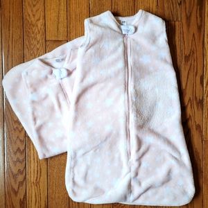 Pair 2 Hudson Baby Girl Plush Sleeping Bag Sleep Sack 6 to 12 mo, pink, pet free